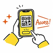 スマートフォンでスタンプラリー参加ページにアクセスするイラスト
